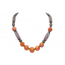String Necklace Women Oxidized Metal Natural Multi Color Gem Stones B23